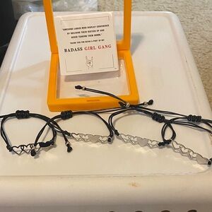 Black and Silver Heart Bracelets Set